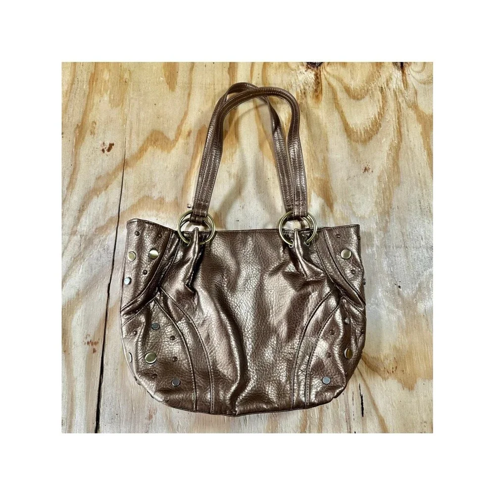 Vintage Y2K Metallic Bronze Studded Shoulder Bag - Size OS